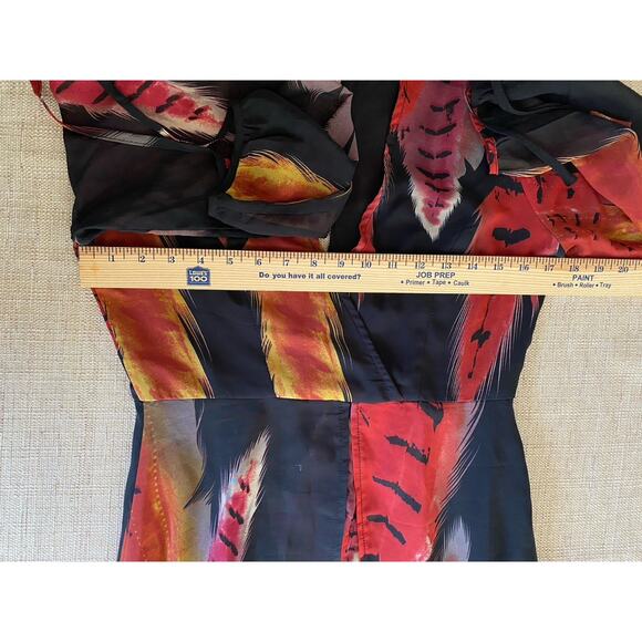 LUXXEL maxi romper dress shorts Red on black floral M - Picture 6 of 10